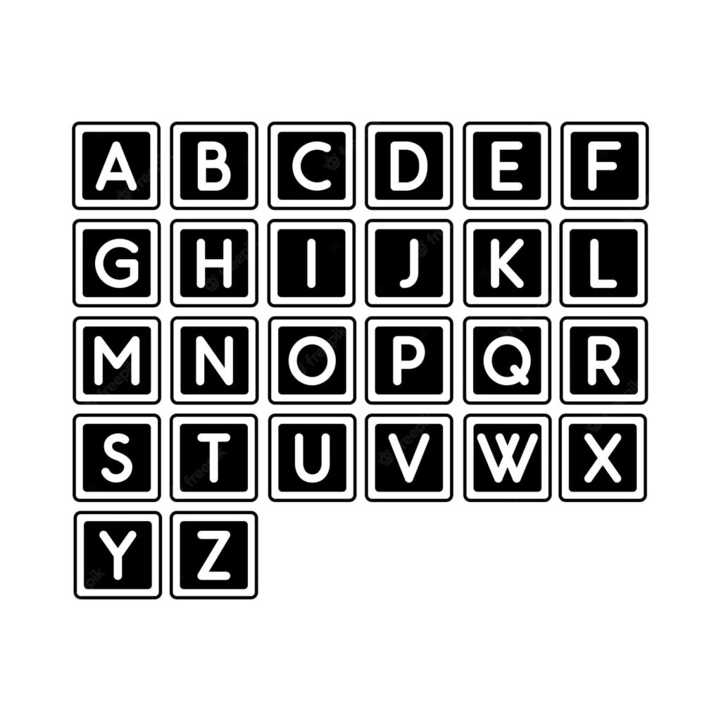 Modern Monochrome Alphabet Wallpaper: Bold Black on White Background