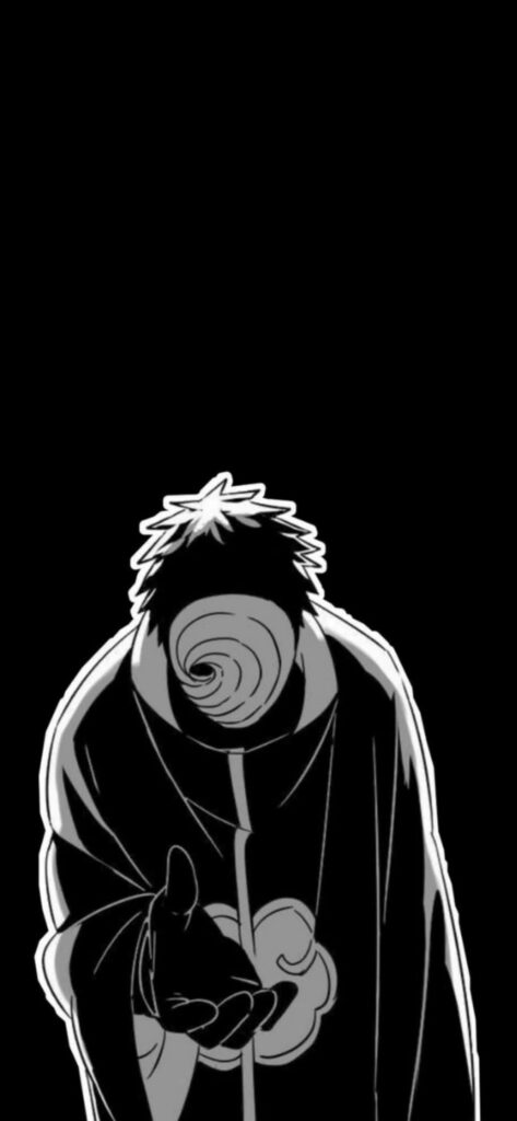 Mysterious Monochrome Character Wallpaper with Circular Mask