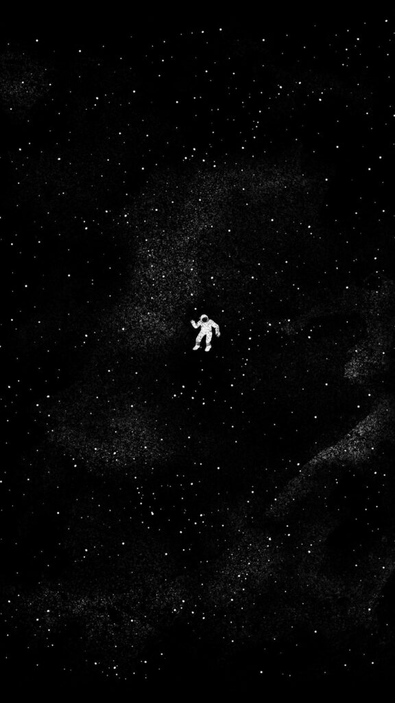 Monochrome Astronaut Wallpaper: Serene Starry Space Background