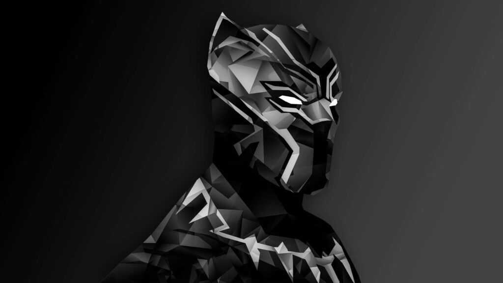 Abstract Black Panther Wallpaper: Geometric Art in Monochrome Design