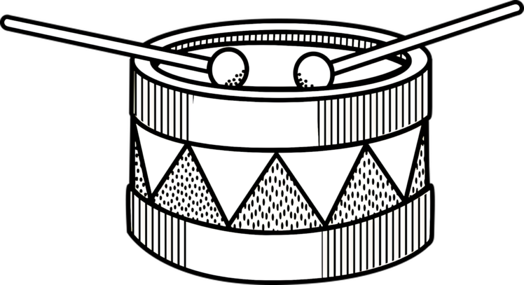 Monochrome Drum Illustration Wallpaper for Music-Themed Projects