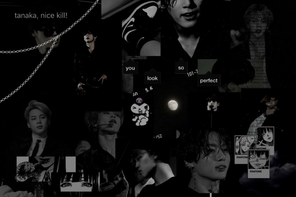 BTS Aesthetic Duo: Enigmatic Monochromatic Collage with Jungkook and Jimin Wallpaper