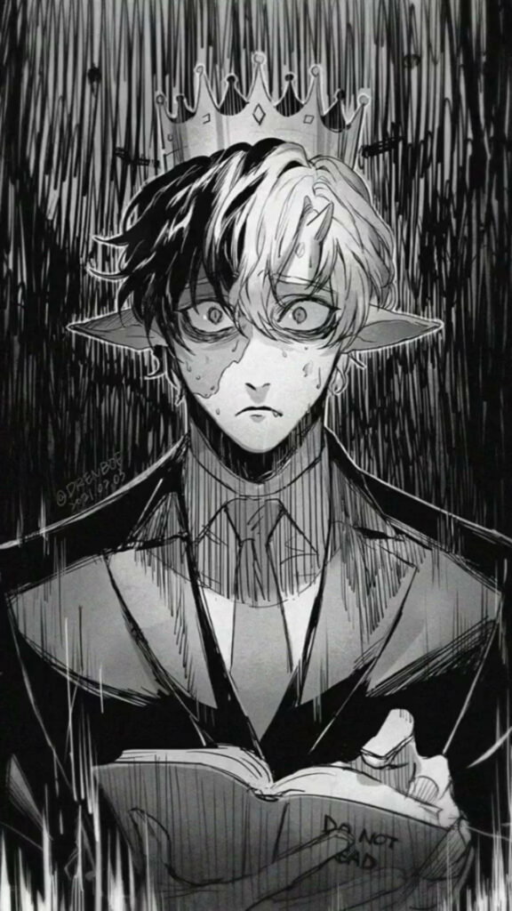 Monochrome Ranboo Wallpaper: Intense Art with Dramatic Lines