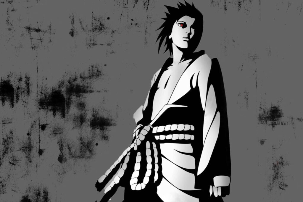 Sasuke Uchiha Monochrome Wallpaper: Striking Grayscale Art Design