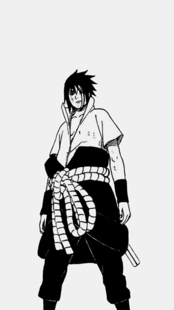Sasuke Uchiha Monochrome Wallpaper - Intense Naruto Character Art