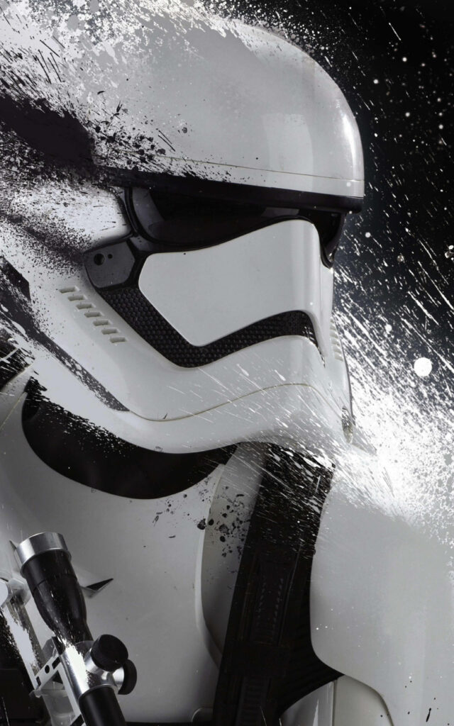 Dynamic Stormtrooper Wallpaper: Monochromatic Splatter Background