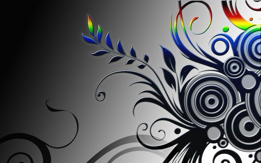 Intricate Monochrome Wallpaper with Vibrant Accents - 1920x1200