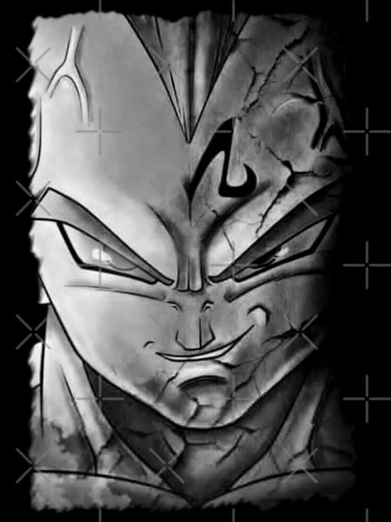 Monochrome Vegeta Wallpaper: Intense Saiyan Prince Close-Up