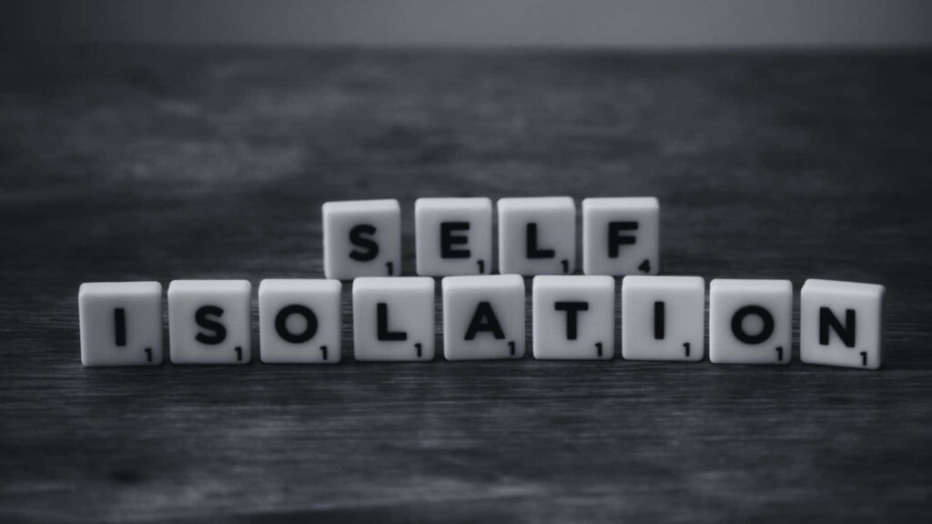 Monochrome Wallpaper: Scrabble Tiles Spell 'Self Isolation'