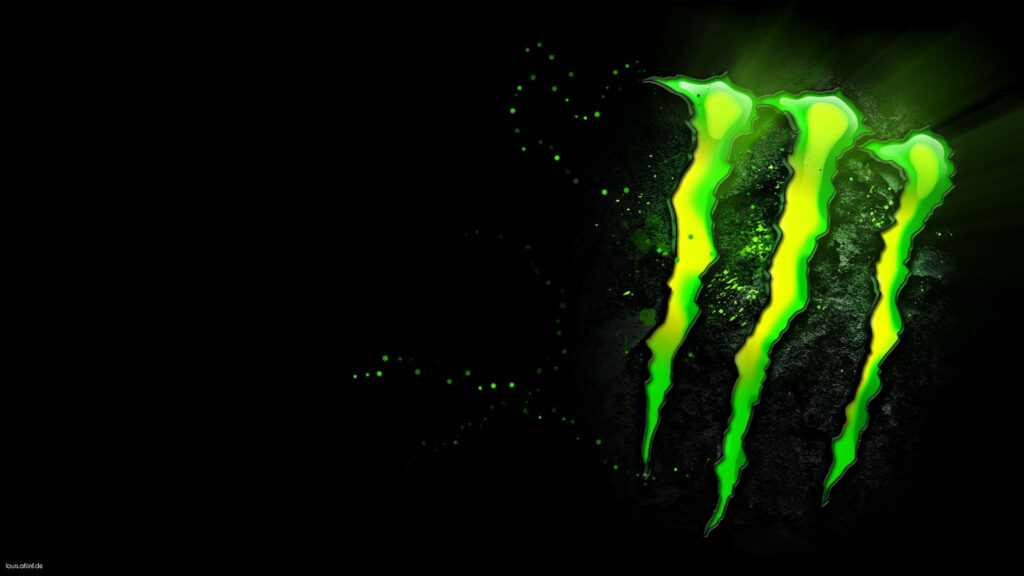 Enigmatic Radiance: Monster Energy Logo Illuminated on Ebony Canvas Wallpaper