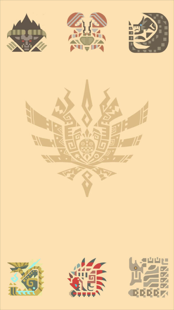 Hunting Legends: iPhone Game Logo Featuring Fearsome Monsters and Mythical Dragons Wallpaper