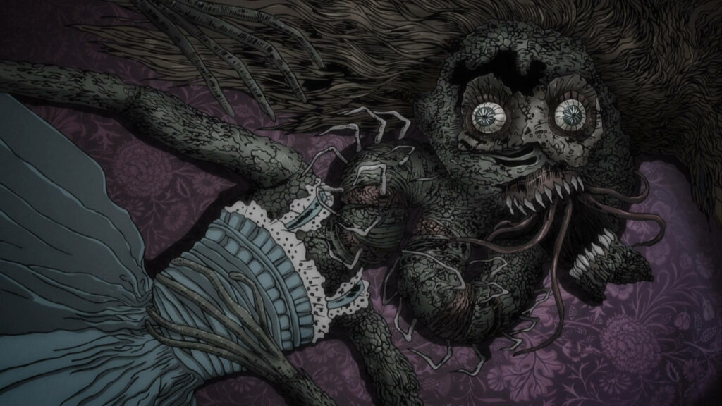 The Horrifying Beauty of Miss Fuchi: A Dark and Monstrous Anime Wallpaper