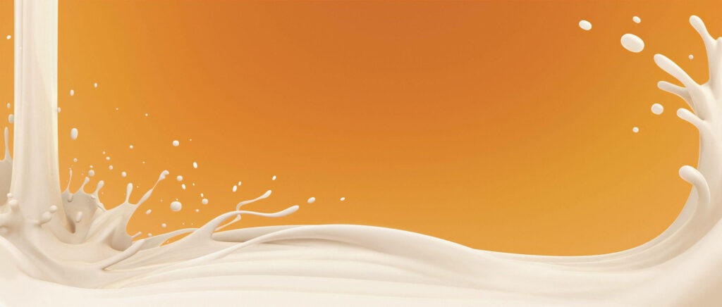 Dairy Delights: Ambrosial Brown Milk Splash on Vibrant Orange Wallpaper