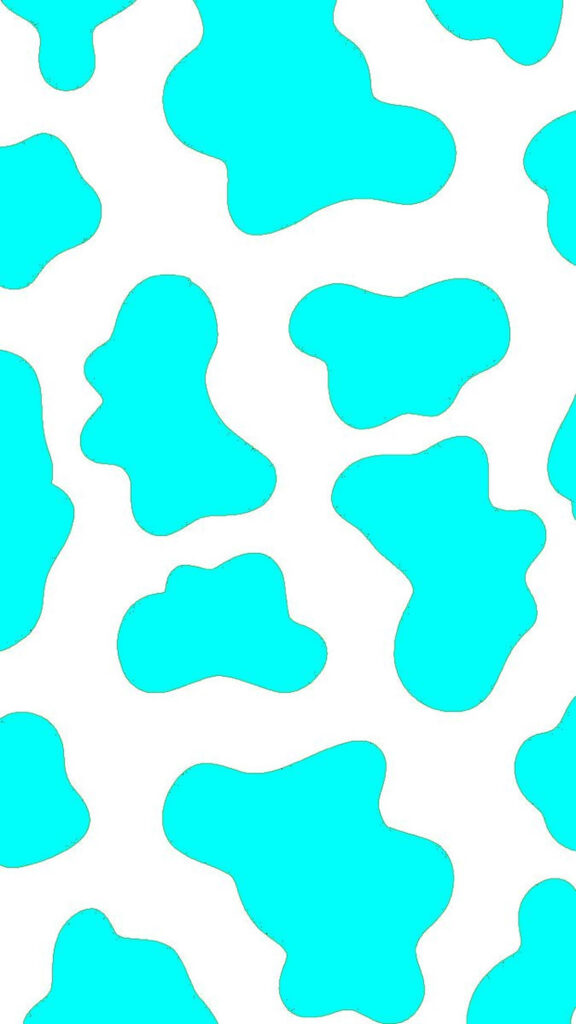 Cyan-Blue Delight: Embracing the Charming Cow Print on Mobile Wallpaper