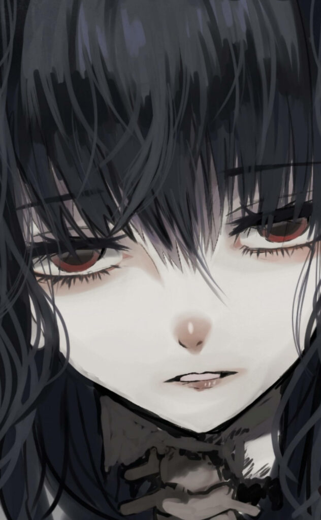 Anime Goth Girl Wallpaper: Intense, Melancholic Vibe for PFP/Phone