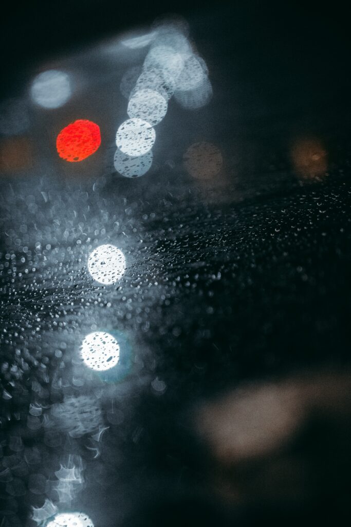 Moody Wallpaper: Water Droplets & Blurred Bokeh Light Background