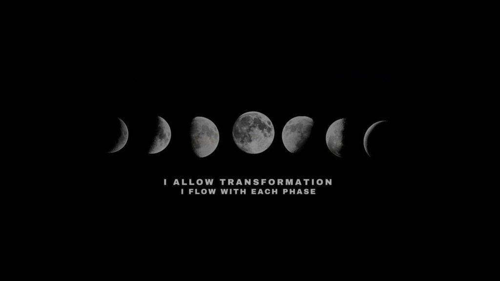 Moon Phases Wallpaper: Embrace Transformation on Black Background