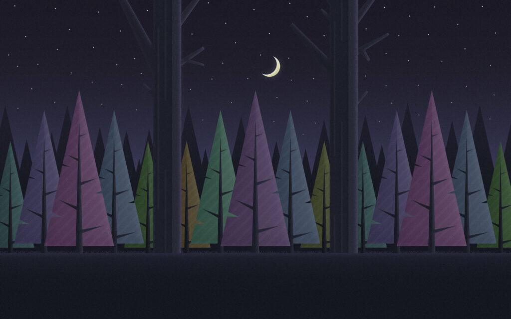 Enchanting Moonlit Forest: Mesmerizing HD Material Design Background Image Wallpaper