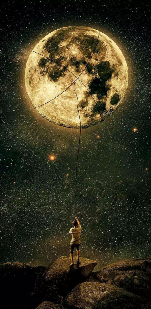 Capturing the Enigmatic Lunar Glow: iPhone 12 Pro Background Snapshot with Rope-Enveloped Full Moon Wallpaper