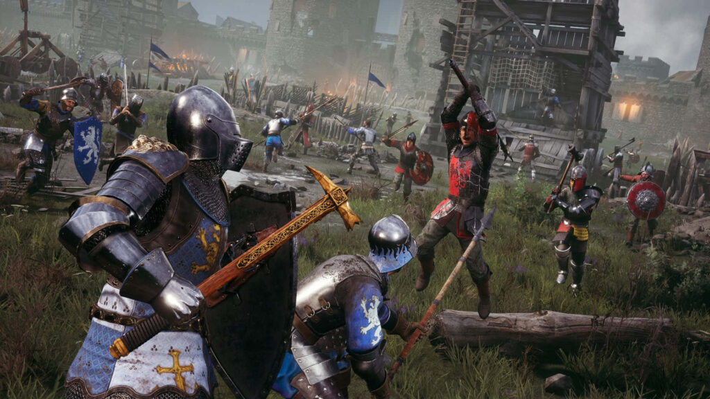 Intense Medieval Battle Scene in Mordhau Video Game Fort Siege Wallpaper