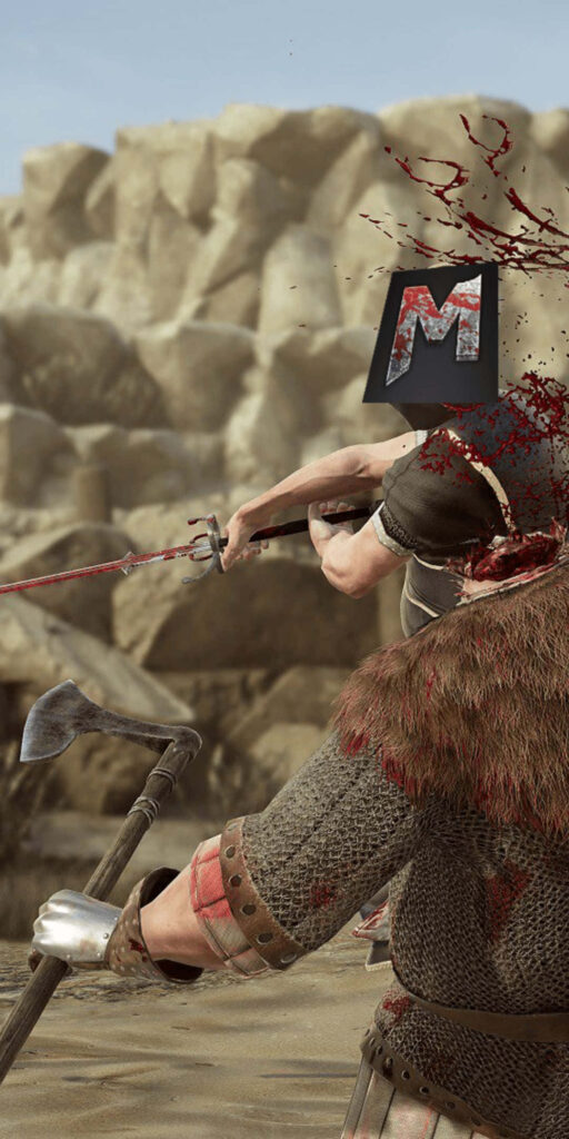 Medieval warrior in combat with battle-axe in Mordhau game wallpaper