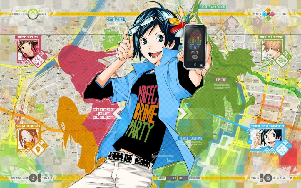 Bakuman Moritaka Mashiro vibrant wallpaper colorful city map background anime character design