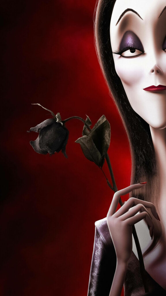 Morticia from The Addams Family 2: Gothic Charm with Dried Rose Wallpaper