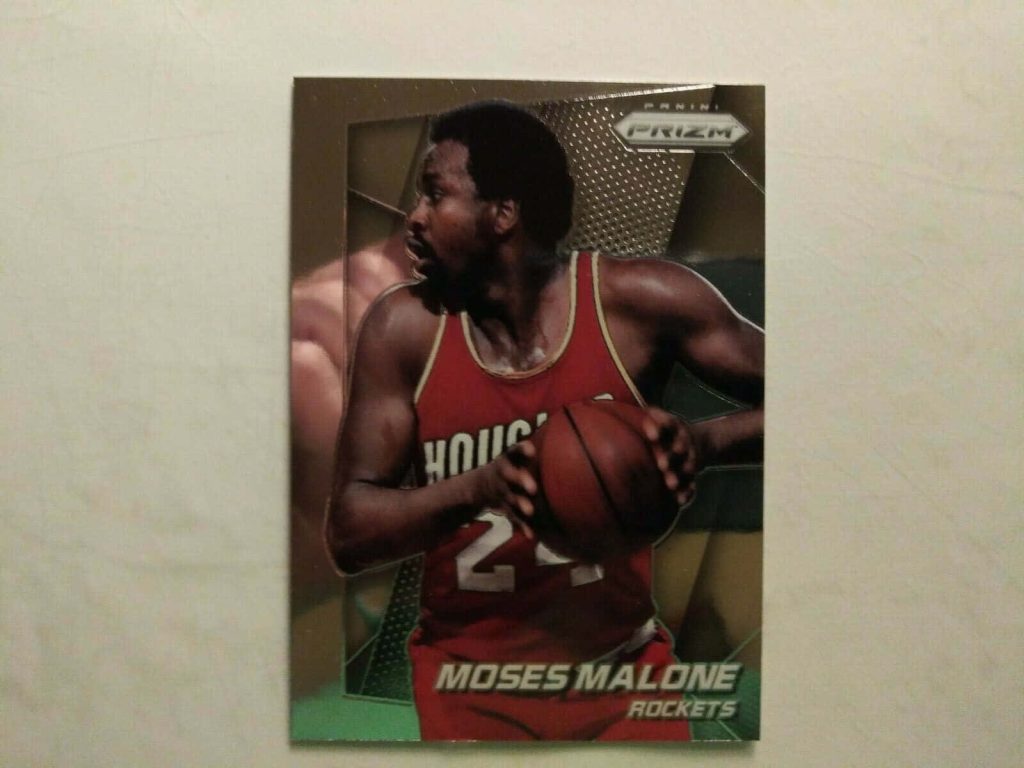 Moses Malone Panini Prizm basketball card wallpaper Houston Rockets retro NBA digital poster