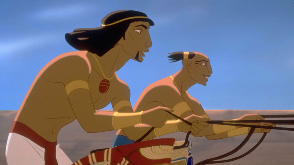 The Majestic Horseback Duel: Moses and Rameses Confrontation in the Desert - The Prince Of Egypt Visual Delight Wallpaper