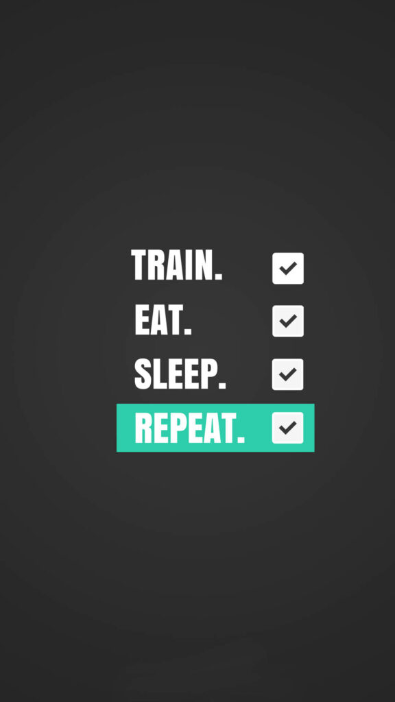 Fitness Checklist Wallpaper: TRAIN. EAT. SLEEP. REPEAT. in Teal