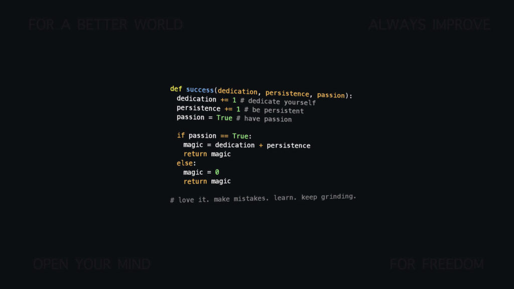 Motivational Code Snippet Wallpaper for Success and Resilience