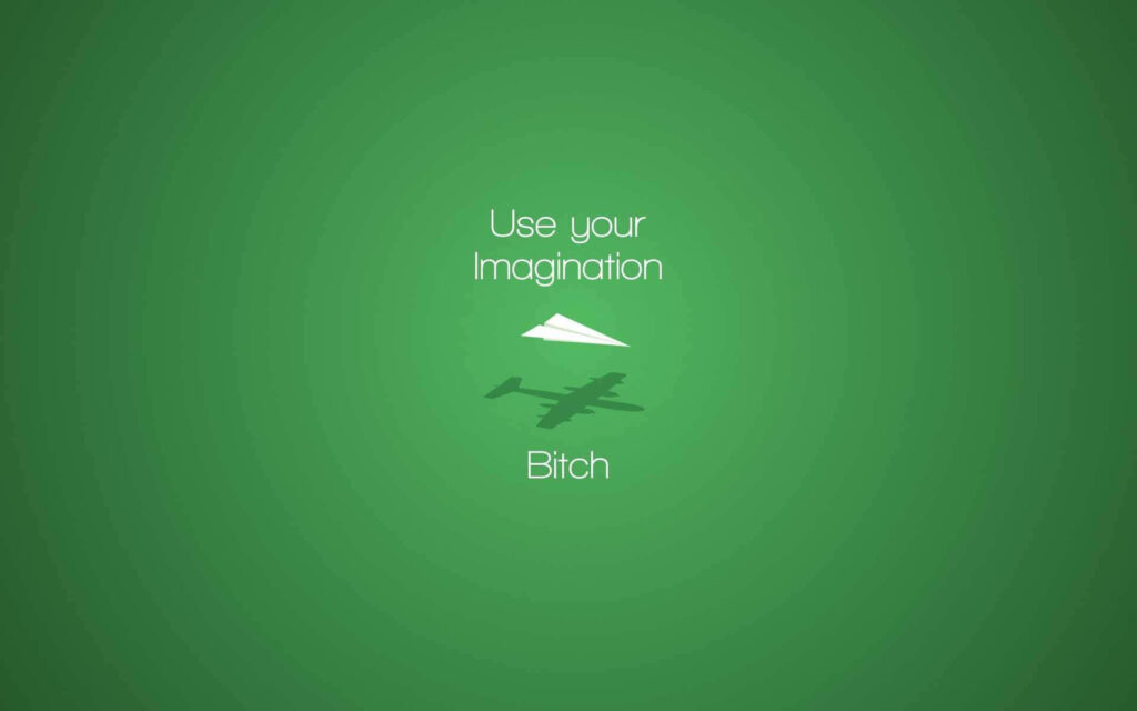 Minimalist Green Wallpaper: White Paper Airplane & Motivational Quote