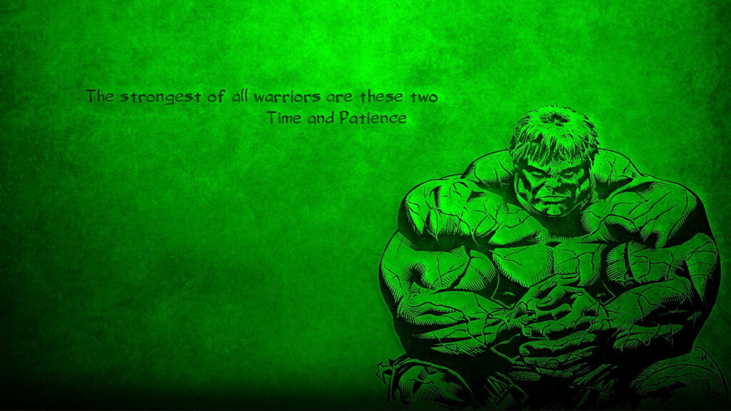 Motivational Hulk Wallpaper: Time & Patience Quote on Green Background