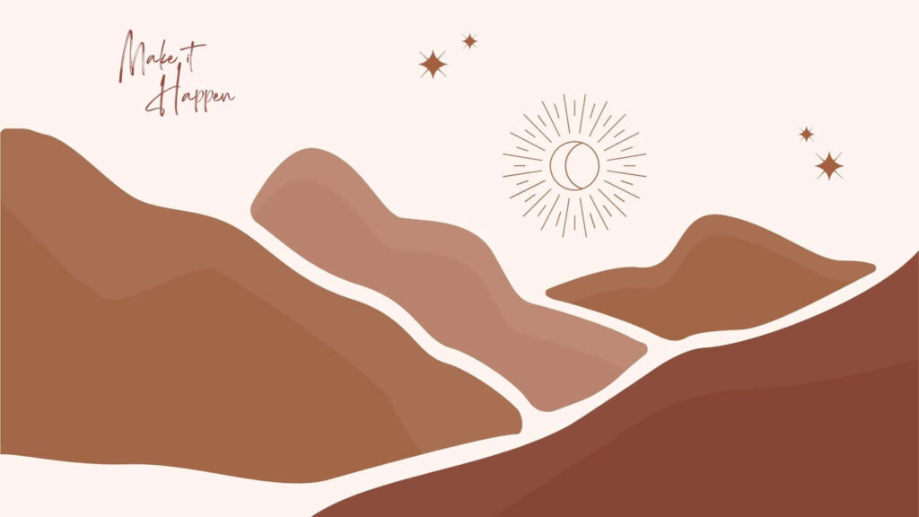 Minimalist Mountain Wallpaper with Motivational 'Make it Happen' Design