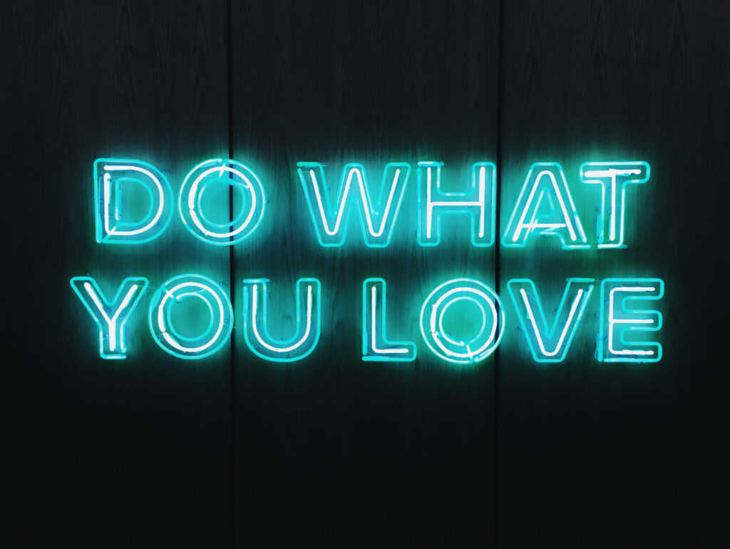 Neon 'Do What You Love' Motivational Wallpaper - Bold Dark Background