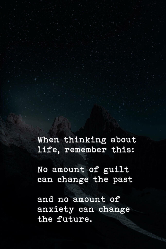 Serene Nighttime Wallpaper: Motivational Quote Over Starry Mountains