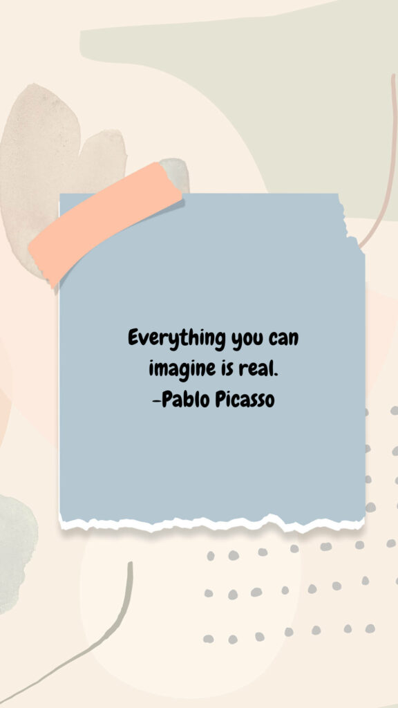 Abstract Aesthetic Wallpaper: Picasso Quote & Pastel Design
