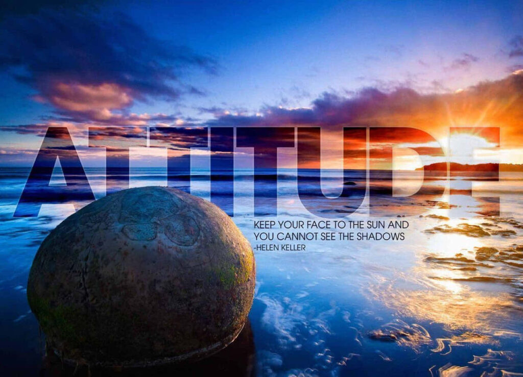 Powerful Sunset Ocean Wallpaper: Motivational Attitude & Quote