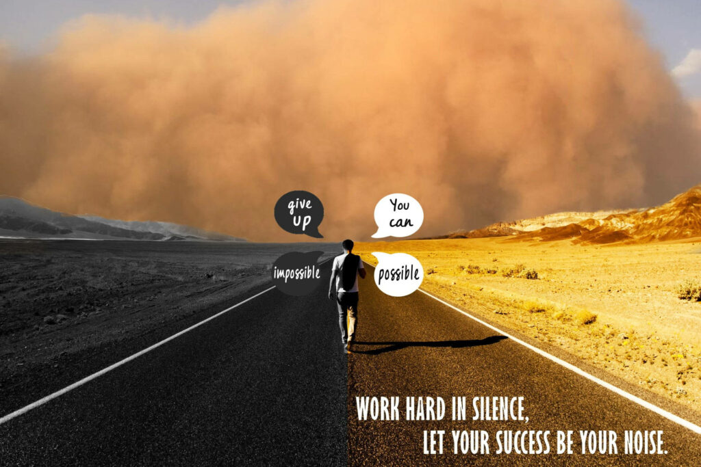 Paths of Choice: Motivational Wallpaper on Determination and Success