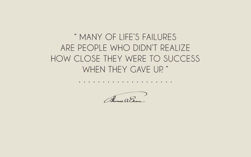 Motivational Thomas Edison Quote Wallpaper on Perseverance Background