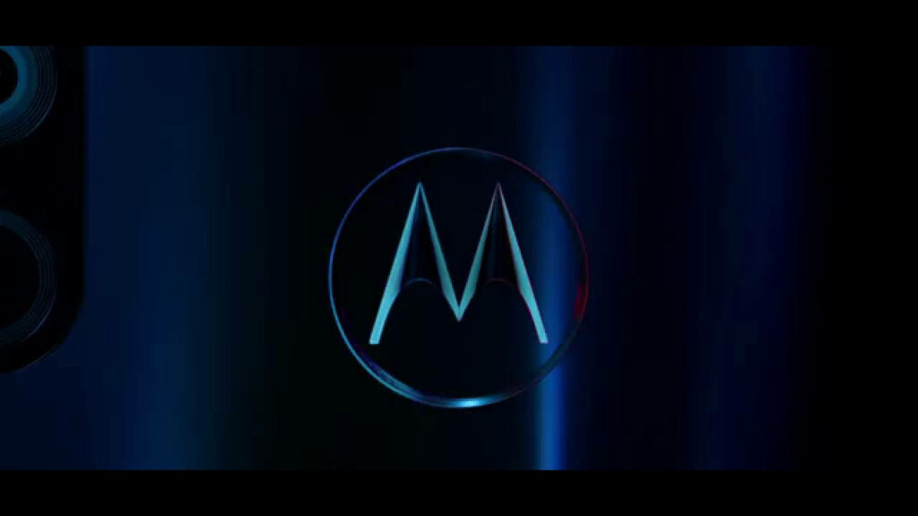 Sleek Motorola Emblem Pops on a Moody Blue Canvas Wallpaper