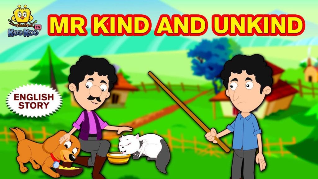 Educational wallpaper from KooKoo TVs Mr Kind and Unkind cartoon showing kindness to pets
