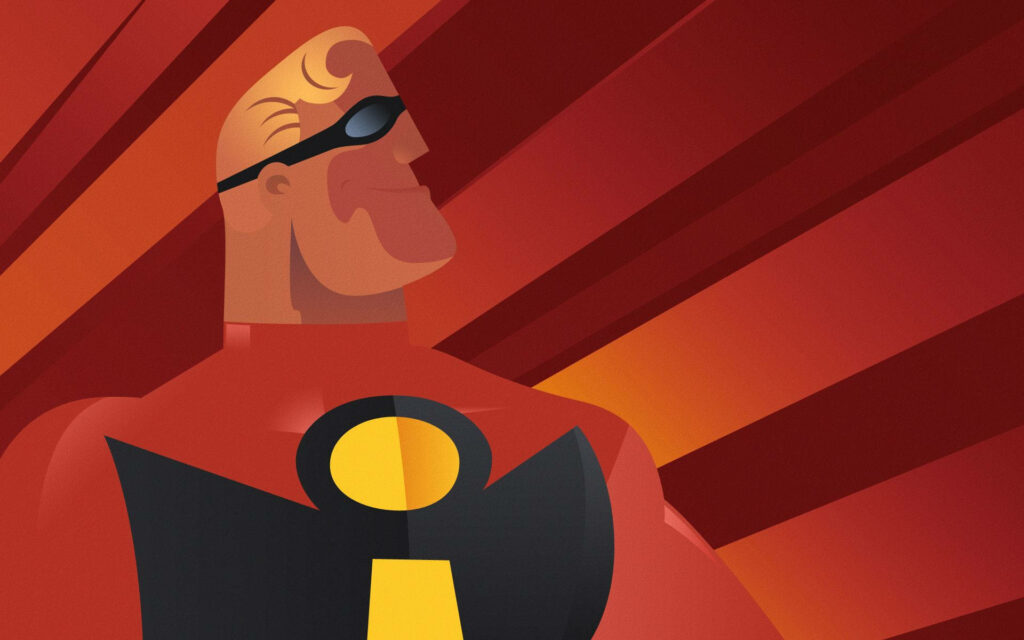Mr. Incredible Iconic Wallpaper: Bold Red & Orange Superhero Design