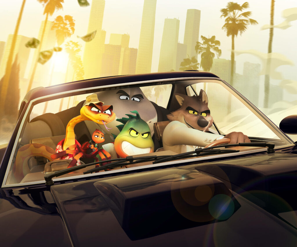 Roaring Through the Urban Jungle: Mr. Wolf Takes the Wheel in The Bad Guys Wallpaper