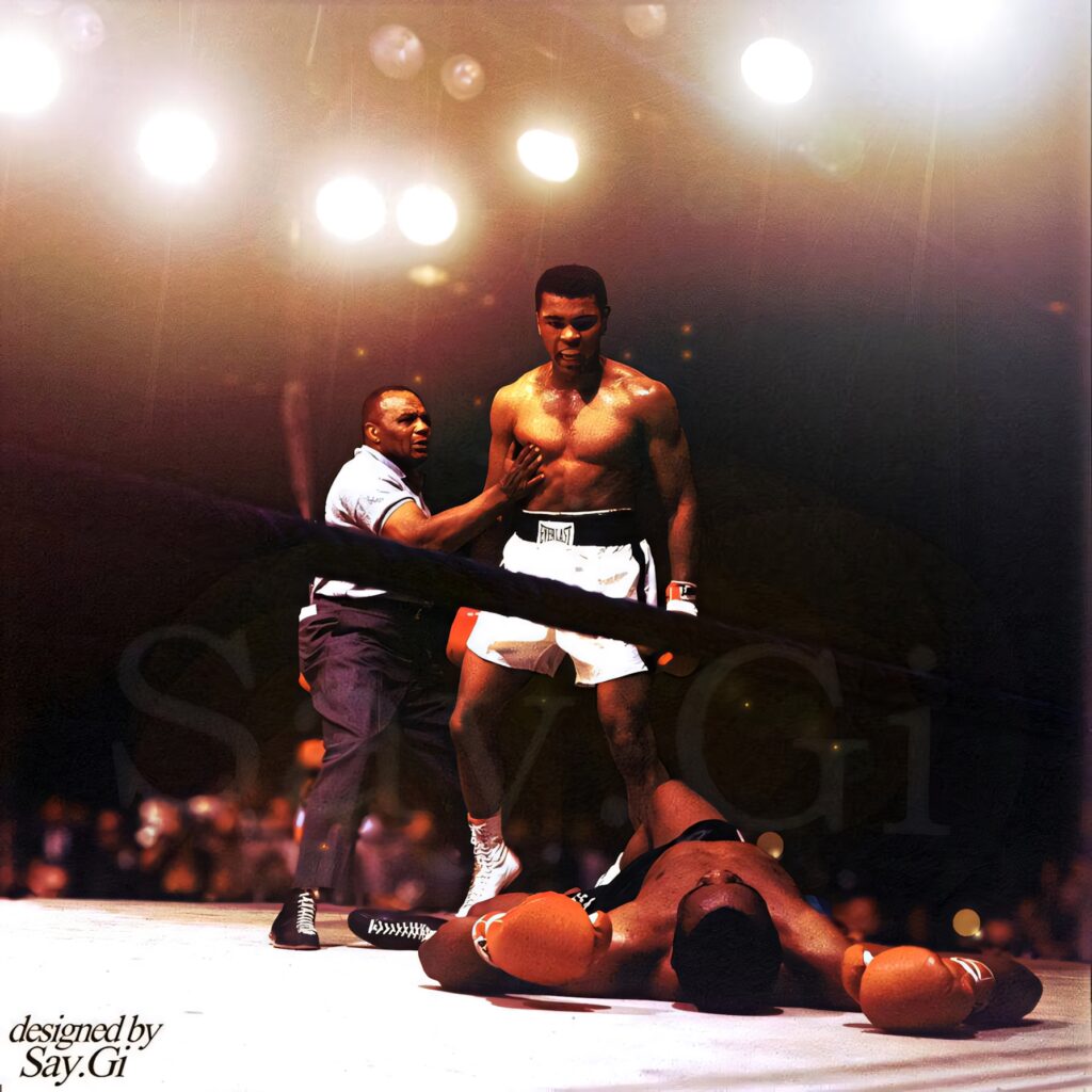 Victorious Muhammad Ali: Iconic Boxing Legend Wallpaper Background