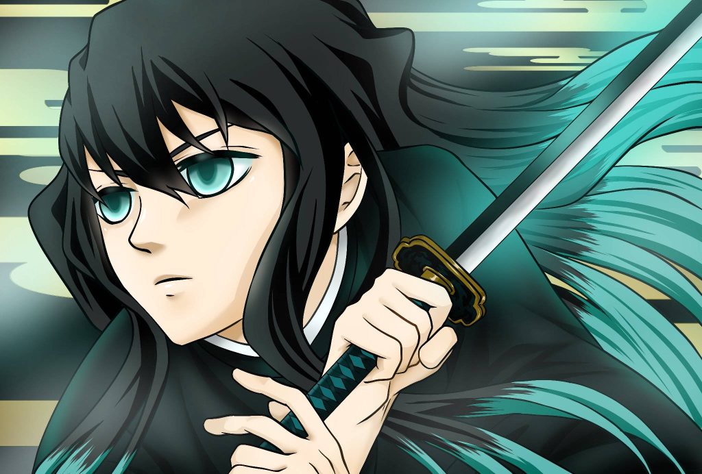 Muichiro Tokito Demon Slayer wallpaper digital anime art Mist Hashira with Nichirin katana