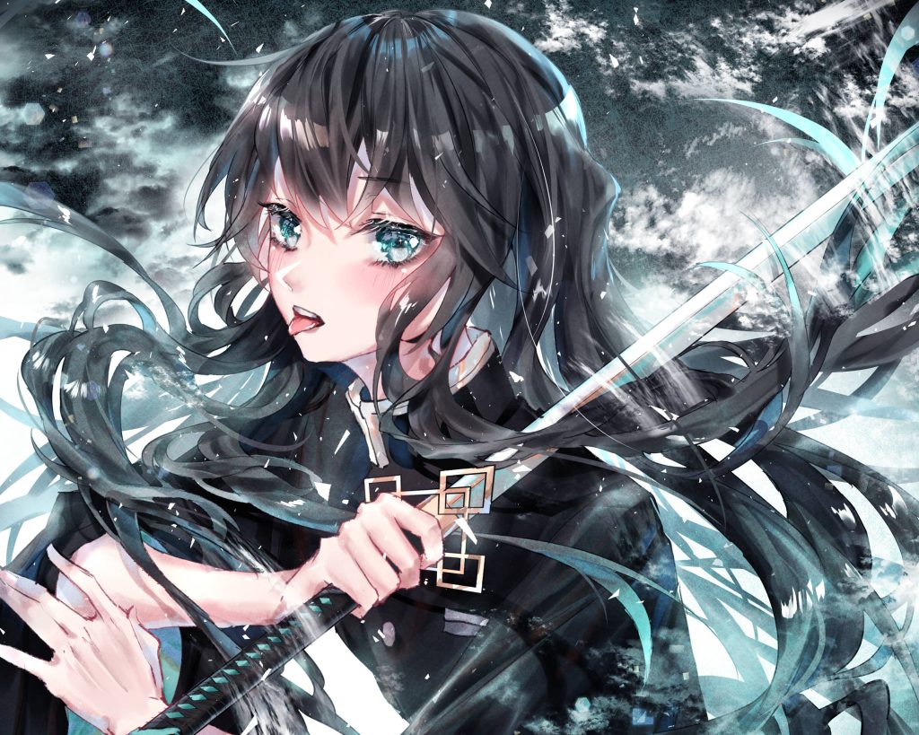 Muichiro Tokito anime wallpaper Mist Hashira sword misty blue digital art background