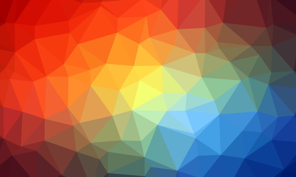 Multicolored geometric triangle pattern with vibrant gradient abstract low poly background wallpaper