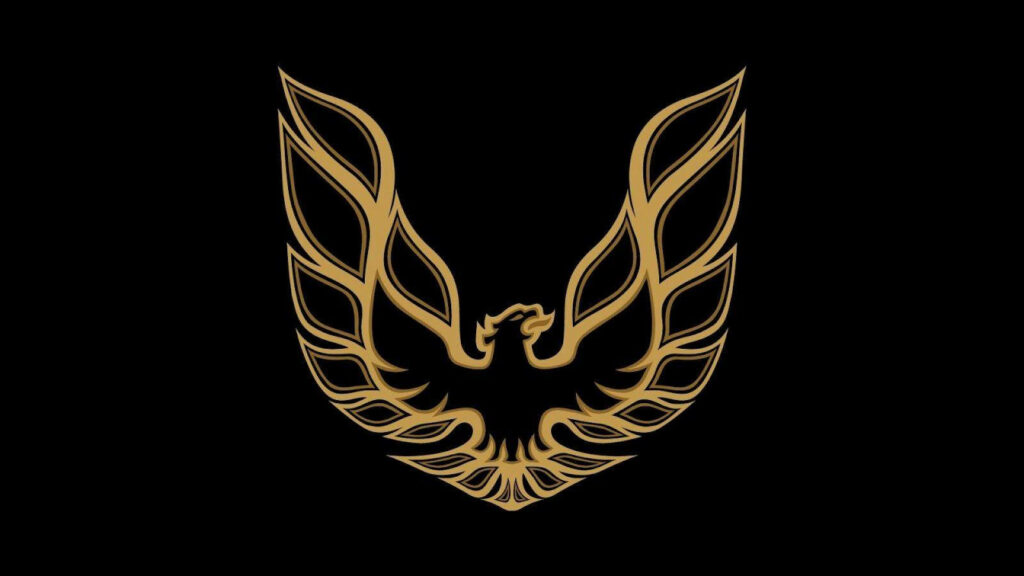 Striking Pontiac Firebird Logos: A Mesmerizing Wallpaper With a Sleek Black Backdrop