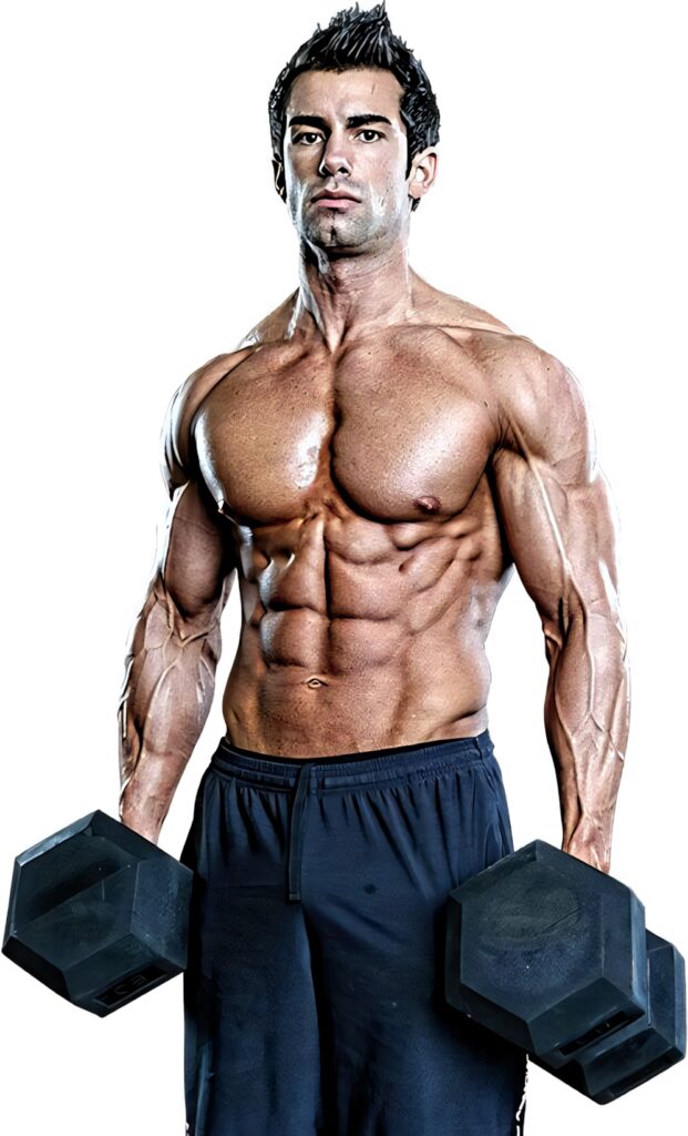 Muscular bodybuilder lifting heavy dumbbells showing strength and dedication high definition wallpaper
